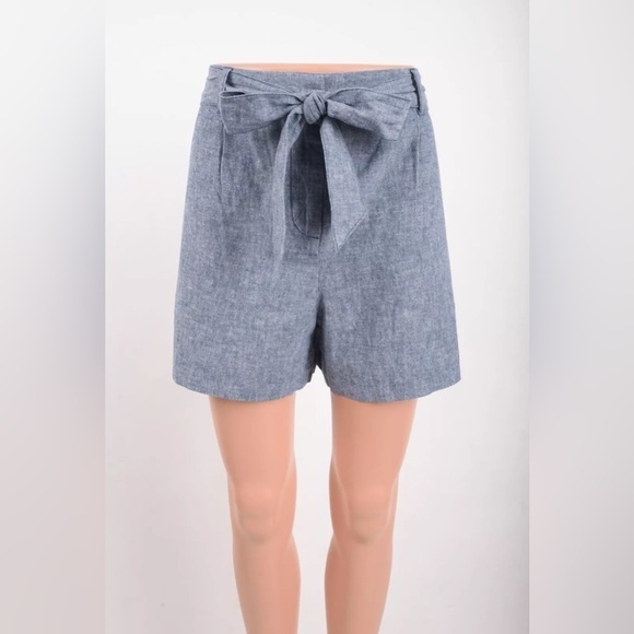 Boden Pants - Boden Womens Cora Shorts UK 12 US 8 Blue Chambray Linen 6" inseam